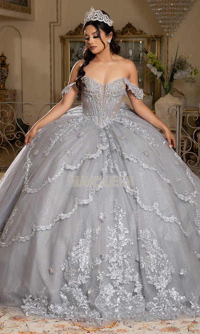 May Queen LK283 - Illusion Corset Lace-Up Back Ballgown Prom Dresses