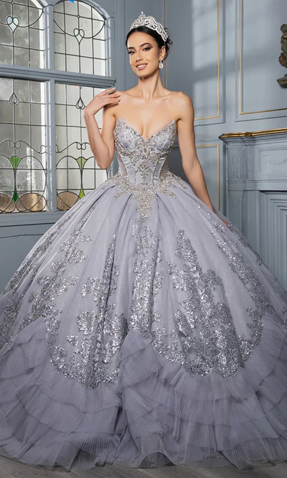 May Queen LK284 - Strapless Beaded Corset Ballgown Quinceanera Dresses