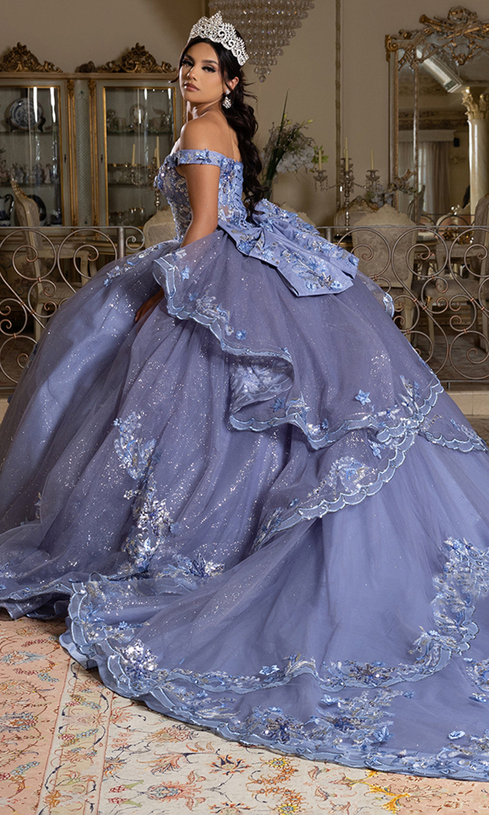 May Queen LK286 - Off Shoulder Ballgown with Scalloped Detail Quinceanera Dresses