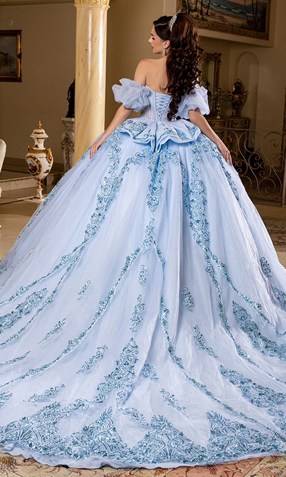 May Queen LK290 - Embellished Applique Sweetheart Voluminous Gown