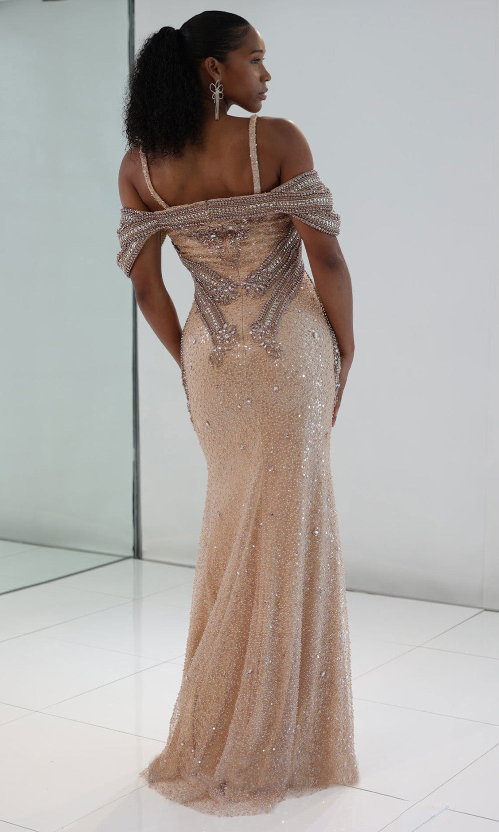 MNM COUTURE M0023 - Sweetheart Neckline Beaded Sparkle Gown Prom Dresses Champagne