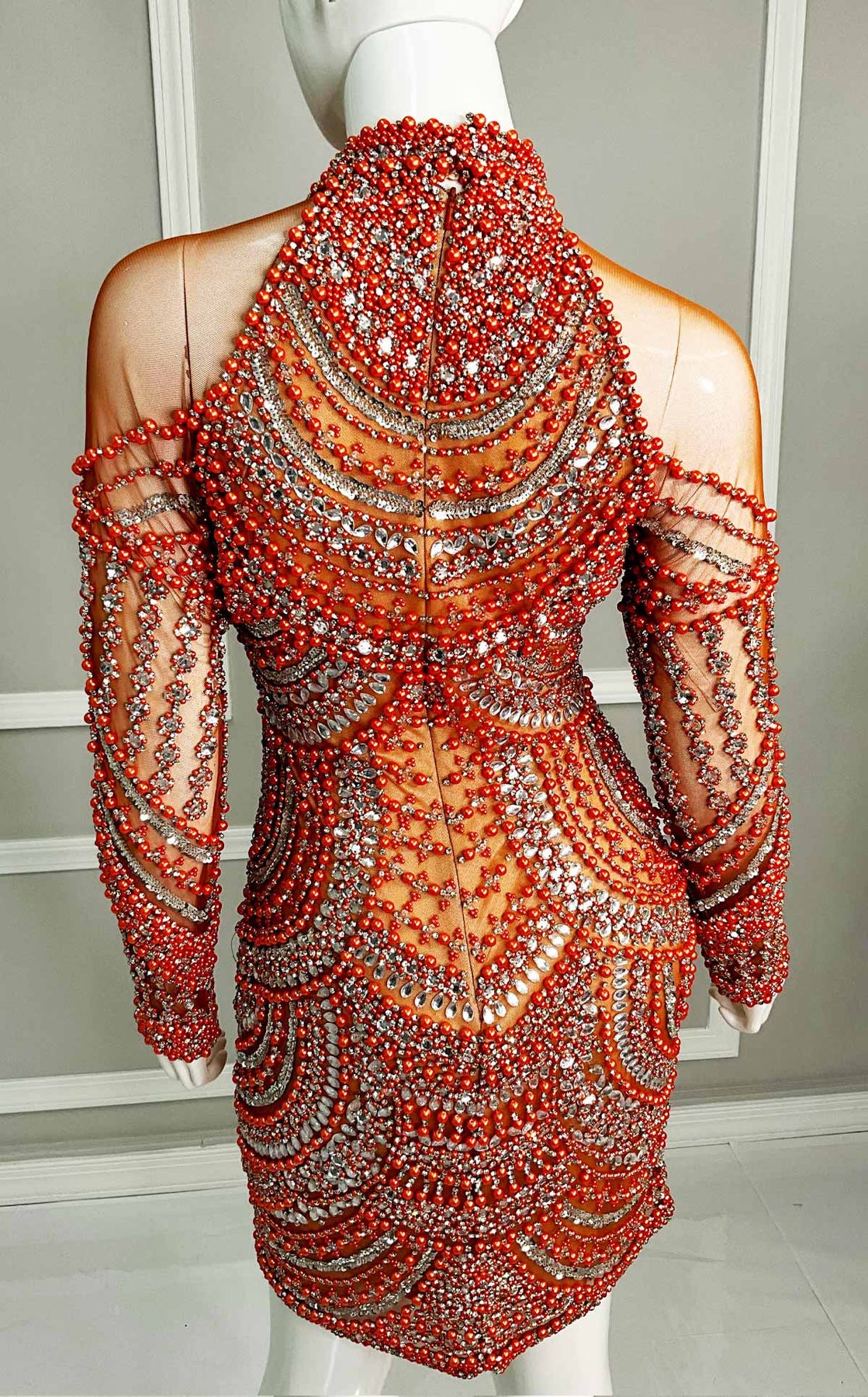 MNM Couture M1143S - Beaded Long Sleeve Cocktail Dress