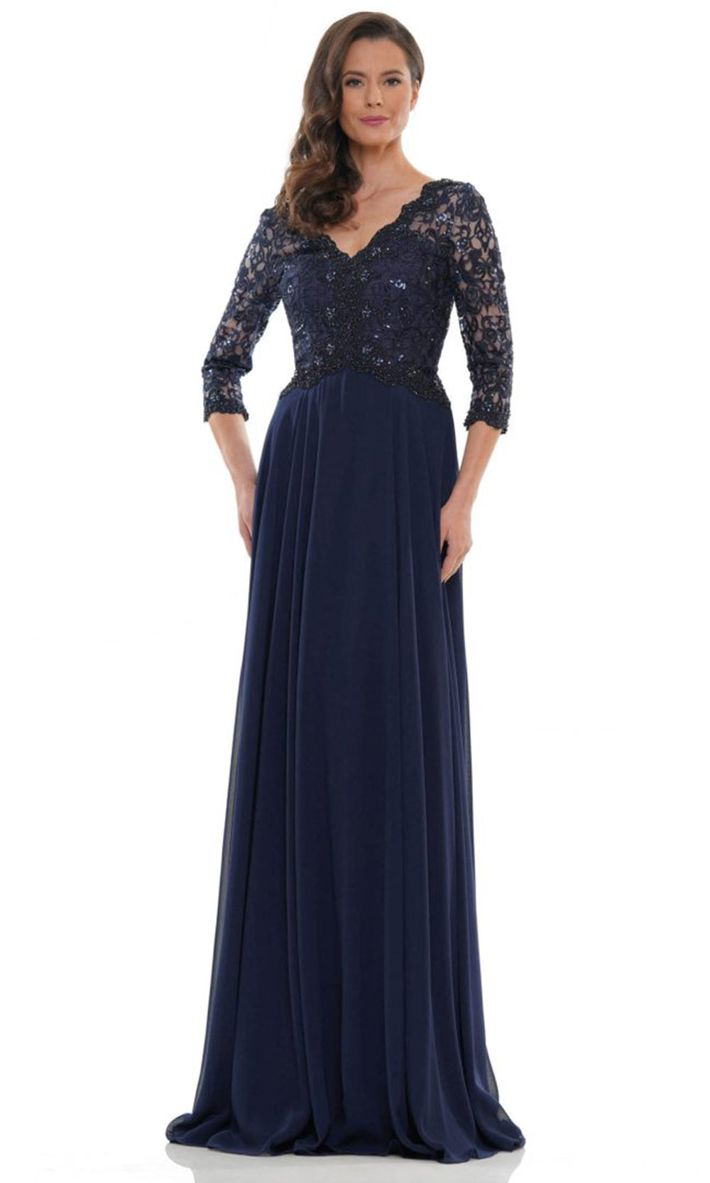 Marsoni by Colors M225-1 - Three-Quarter Sleeve A-line Formal Gown Mother of the Bride Dresses