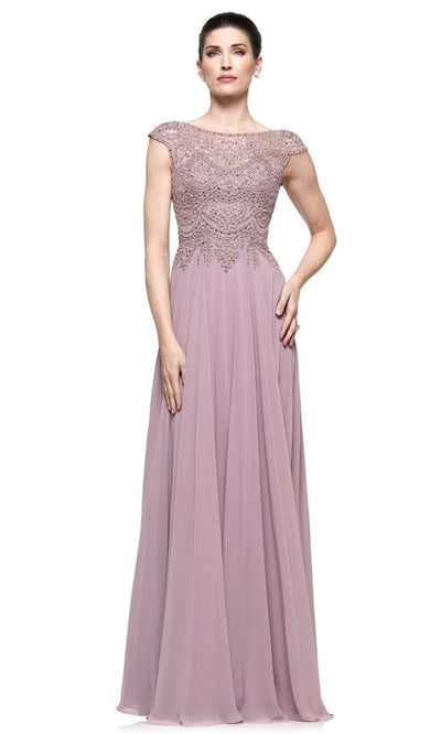 Marsoni by Colors M238-1 - Cap Sleeve A-line Gown with Embroidery Formal Gowns