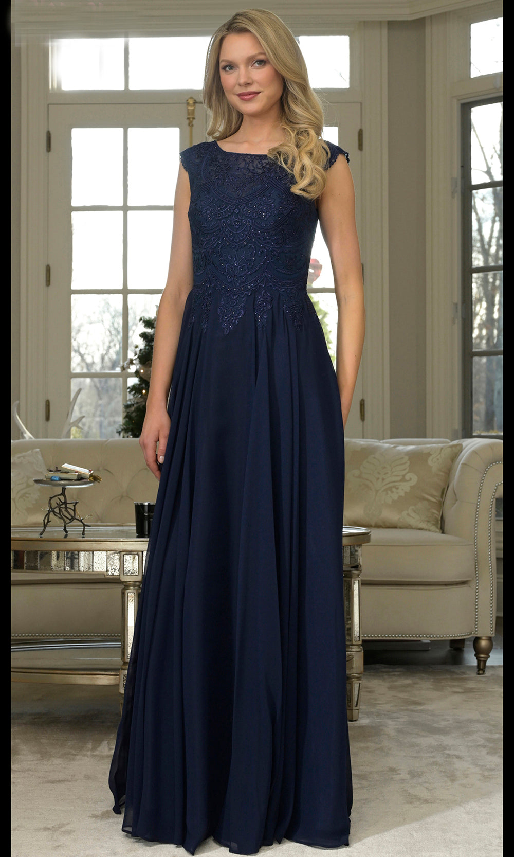 Marsoni by Colors M238-1 - Cap Sleeve A-line Gown with Embroidery Formal Gowns