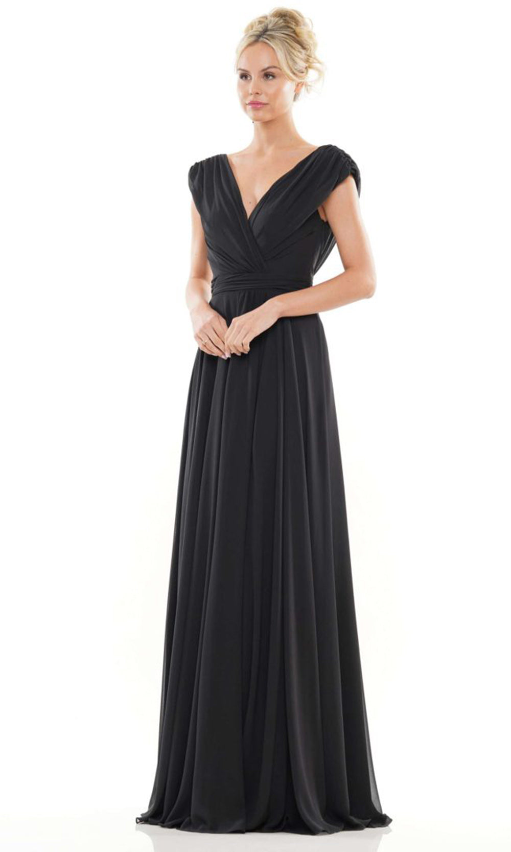 Marsoni by Colors M251-1 - V-Neck Bodice Flowy Chiffon Gown Formal Gowns