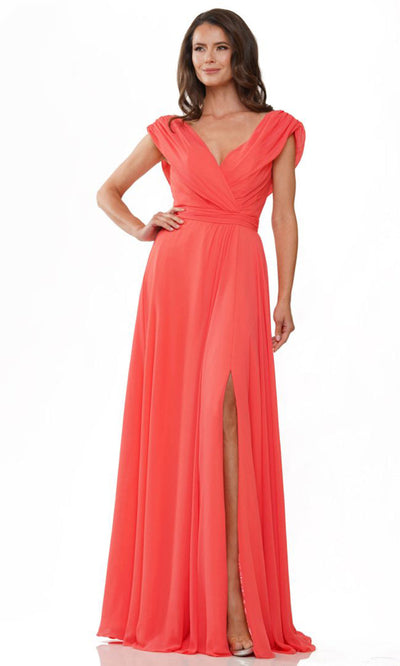 Marsoni by Colors M251-1 - V-Neck Bodice Flowy Chiffon Gown Formal Gowns
