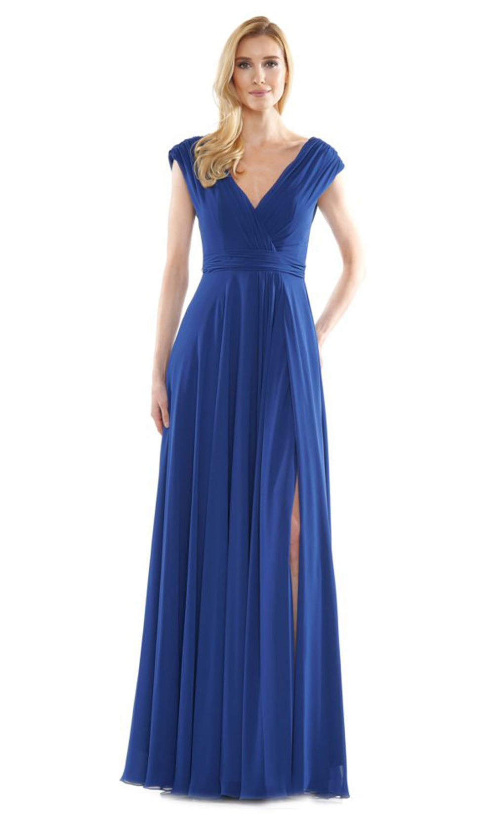 Marsoni by Colors M251-1 - V-Neck Bodice Flowy Chiffon Gown Formal Gowns