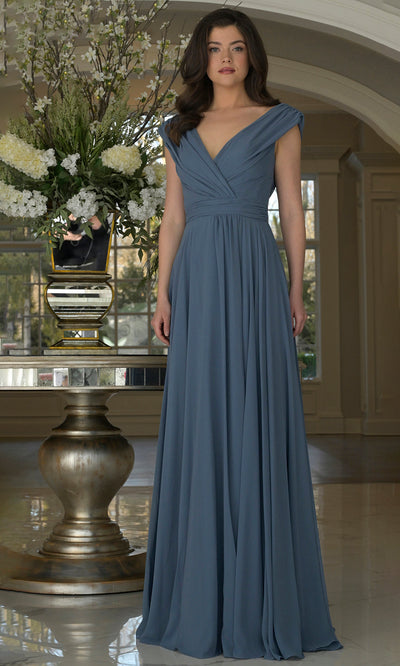 Marsoni by Colors M251-1 - V-Neck Bodice Flowy Chiffon Gown Formal Gowns