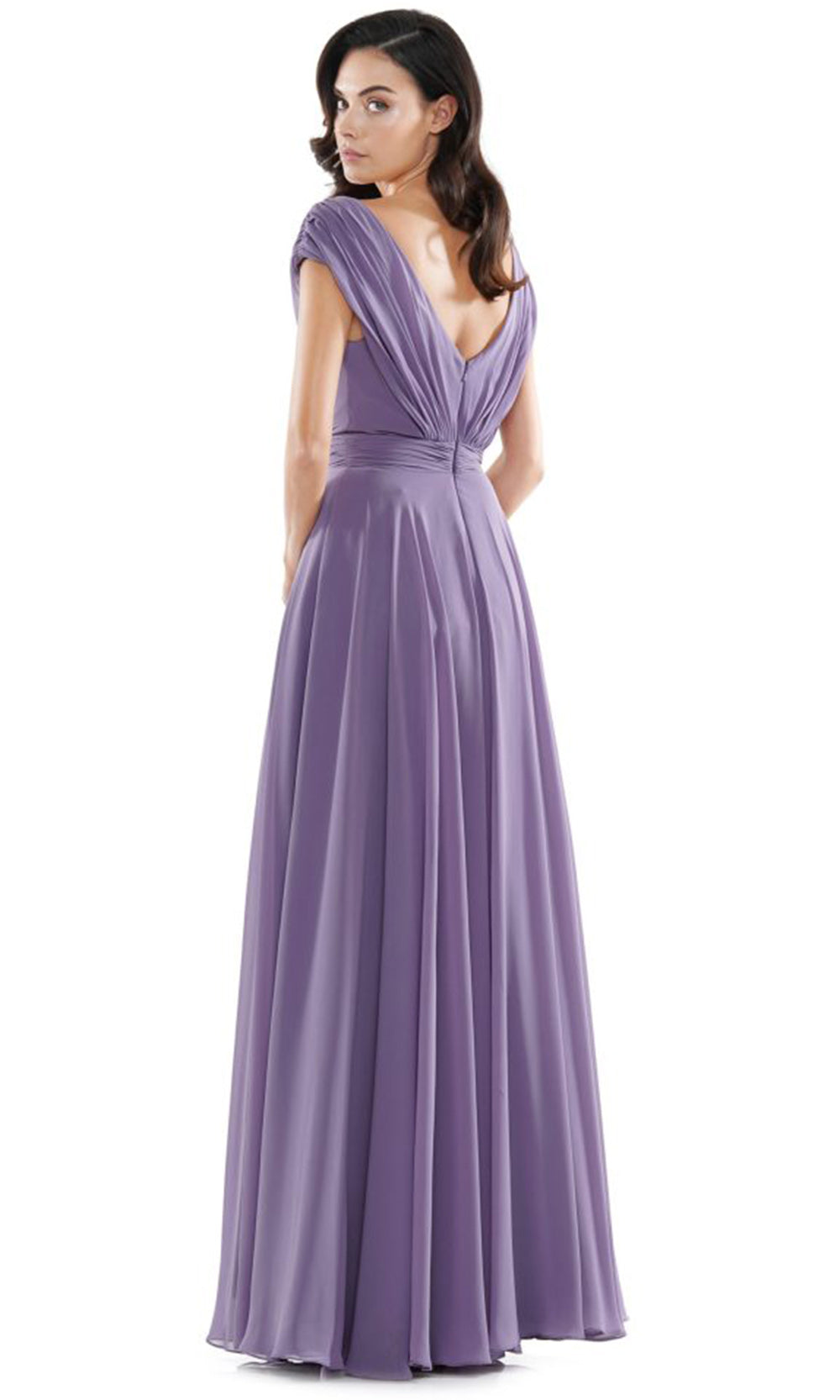 Marsoni by Colors M251-1 - V-Neck Bodice Flowy Chiffon Gown Formal Gowns