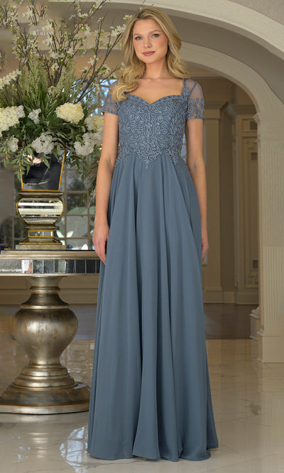 Marsoni by Colors M271-1 - Short Sleeve Chiffon A-line Gown Formal Gowns