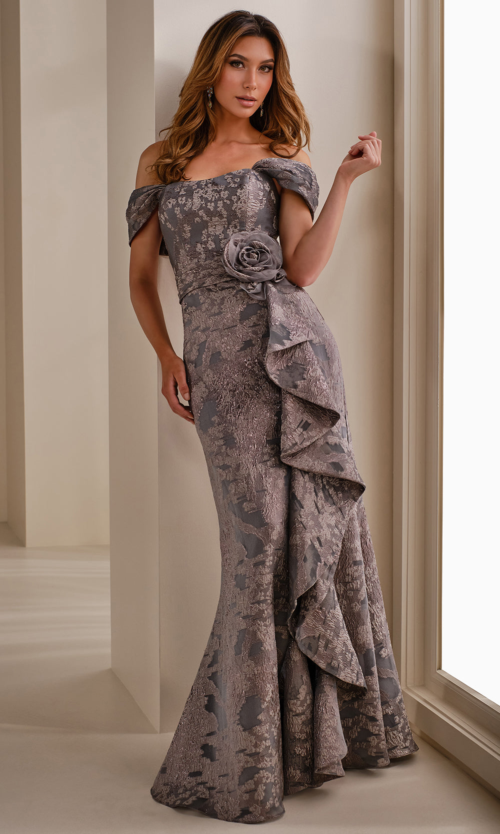 Montage by Mon Cheri M3103 - Off Shoulder Brocade Sheath Dress