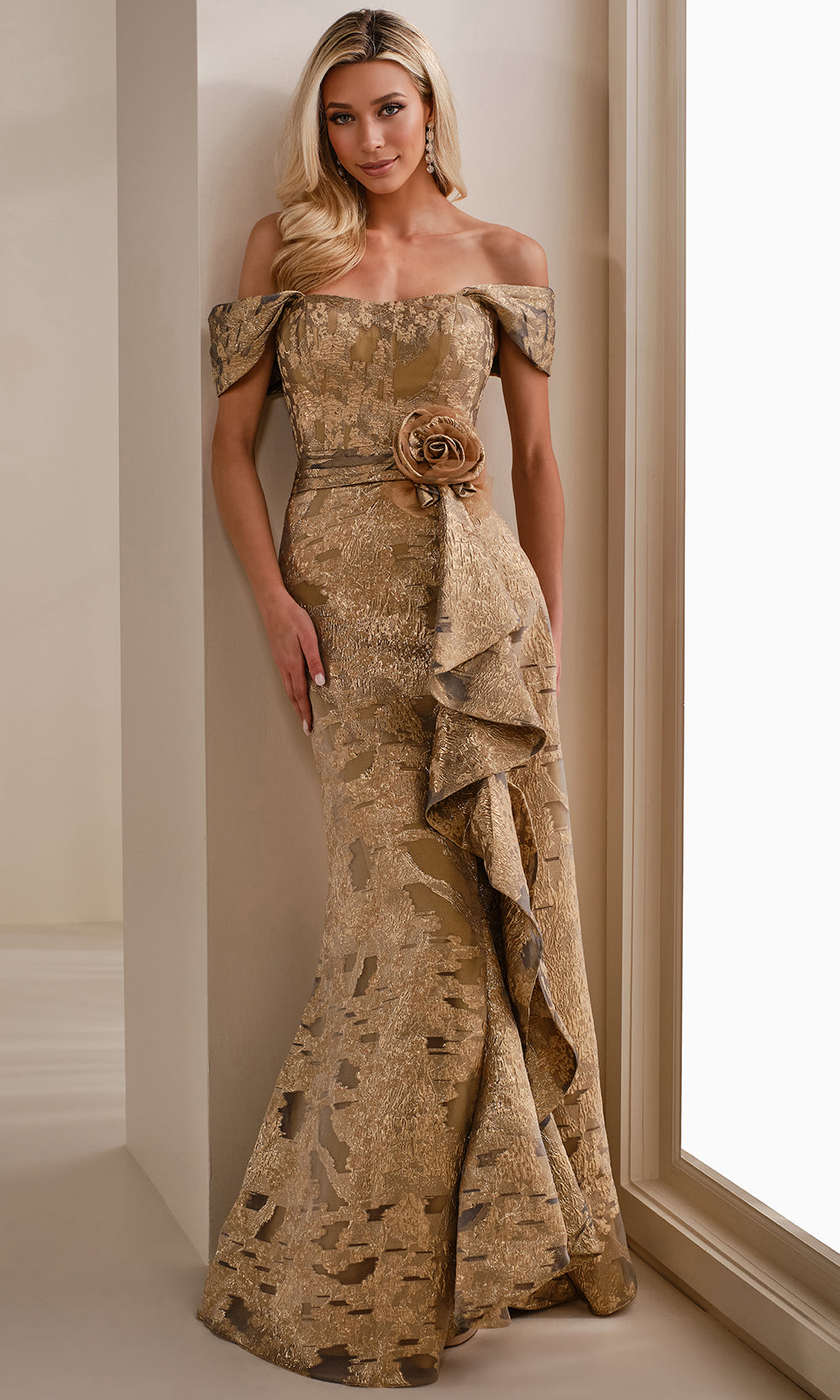 Montage by Mon Cheri M3103 - Off Shoulder Brocade Sheath Dress