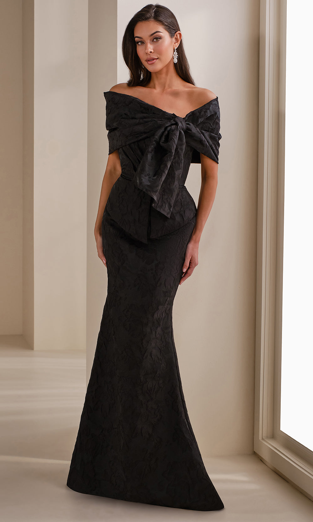 Montage by Mon Cheri M3106BRCD - Off Shoulder Floral Textured Gown Mother of the Bride Dresses