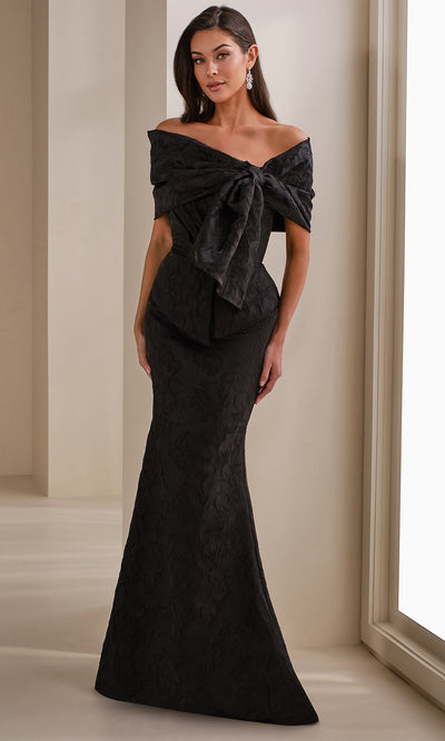Montage by Mon Cheri M3106BRCD - Off Shoulder Floral Textured Gown Mother of the Bride Dresses