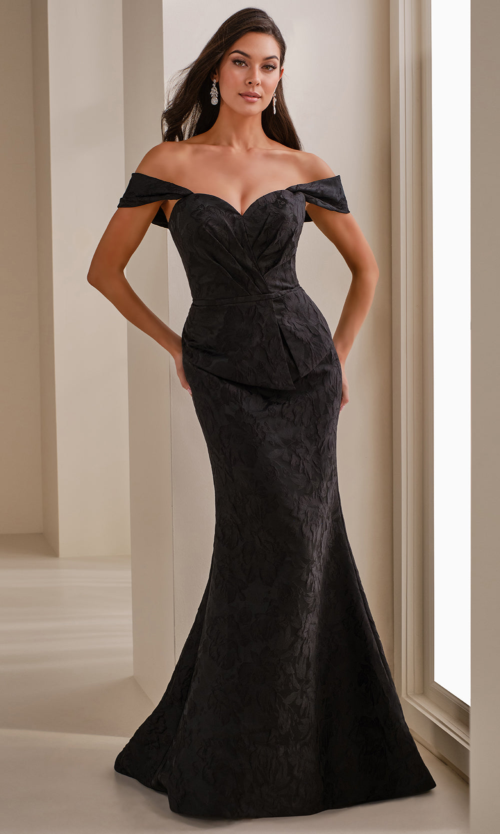 Montage by Mon Cheri M3106BRCD - Off Shoulder Floral Textured Gown Mother of the Bride Dresses