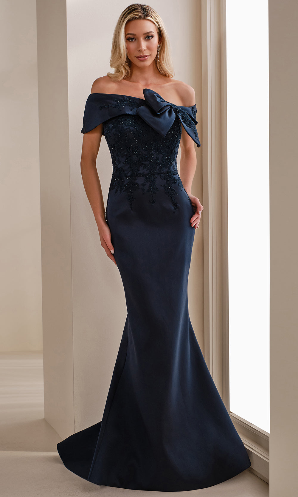 Montage by Mon Cheri M3111 - Long Mikado, Lace Appliqué & Stone Accents Mermaid Dress Montage by Mon Cheri M3111 - Long Mikado, Lace Appliqué & Stone Accents Mermaid Dress