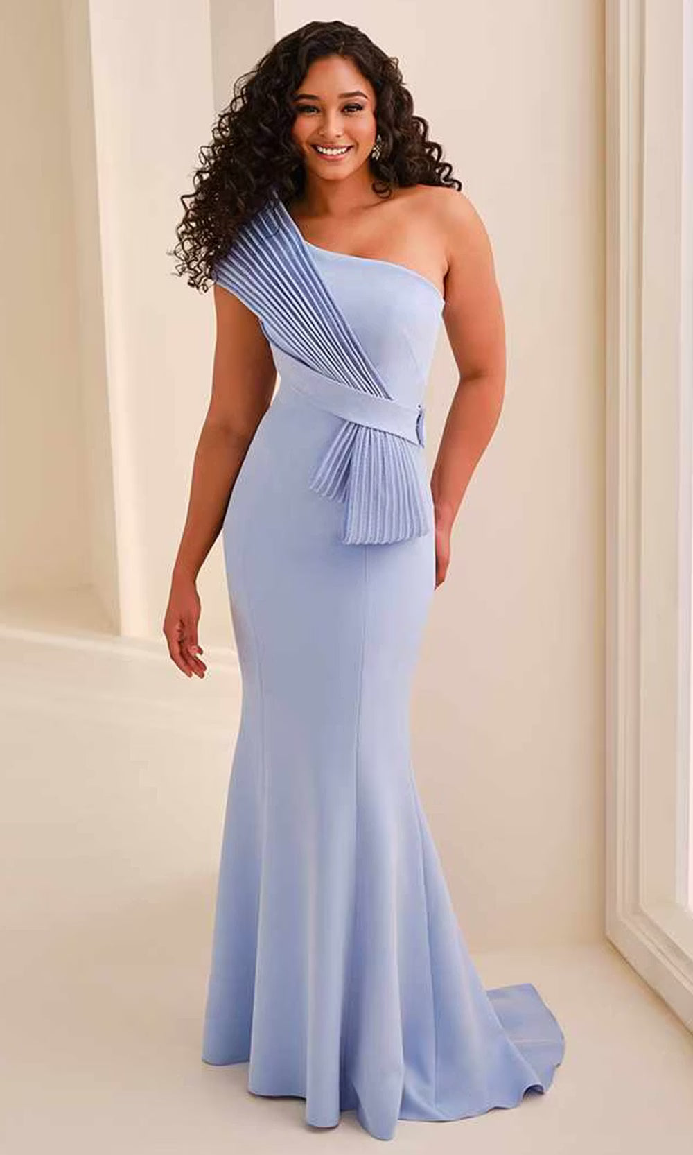 Montage by Mon Cheri M3211 - Asymmetrical Mermaid Crepe Evening Dress Mother Of The Bride Dresses in Blue  
