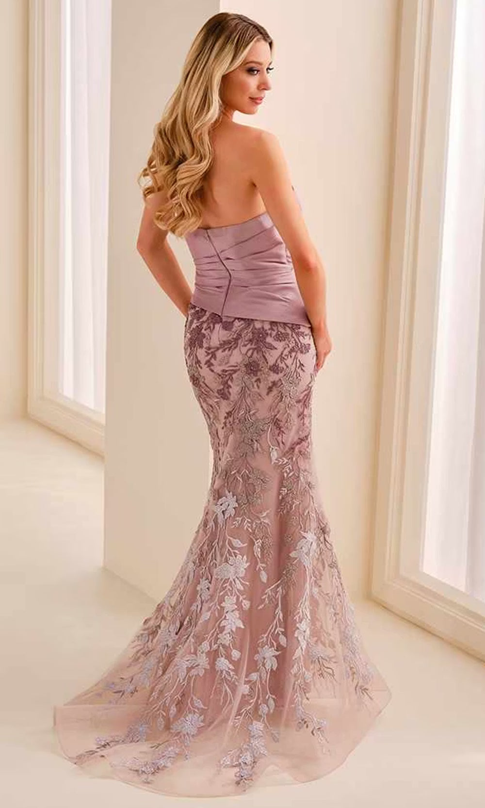 Montage by Mon Cheri M3217 - Wrapped Bodice Embroidered Mermaid Dress Prom Dresses in Purple  