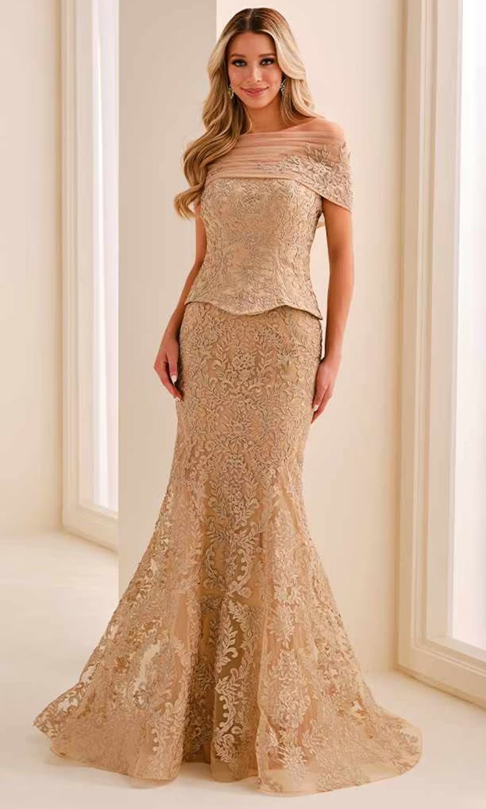 Montage by Mon Cheri M3218 - Strapless Allover Lace Evening Dress Evening Dresses in Neutral  