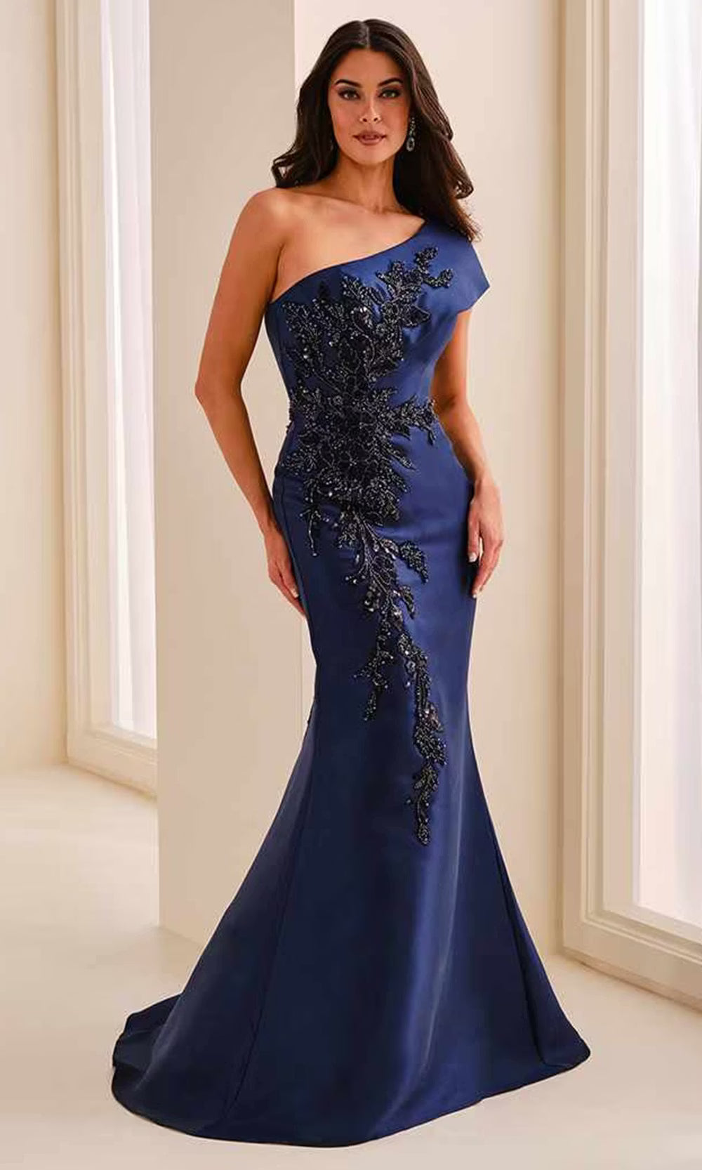 Montage by Mon Cheri M3222 - One Shoulder Sparkling Applique Dress Mother Of The Bride Dresses in Blue  