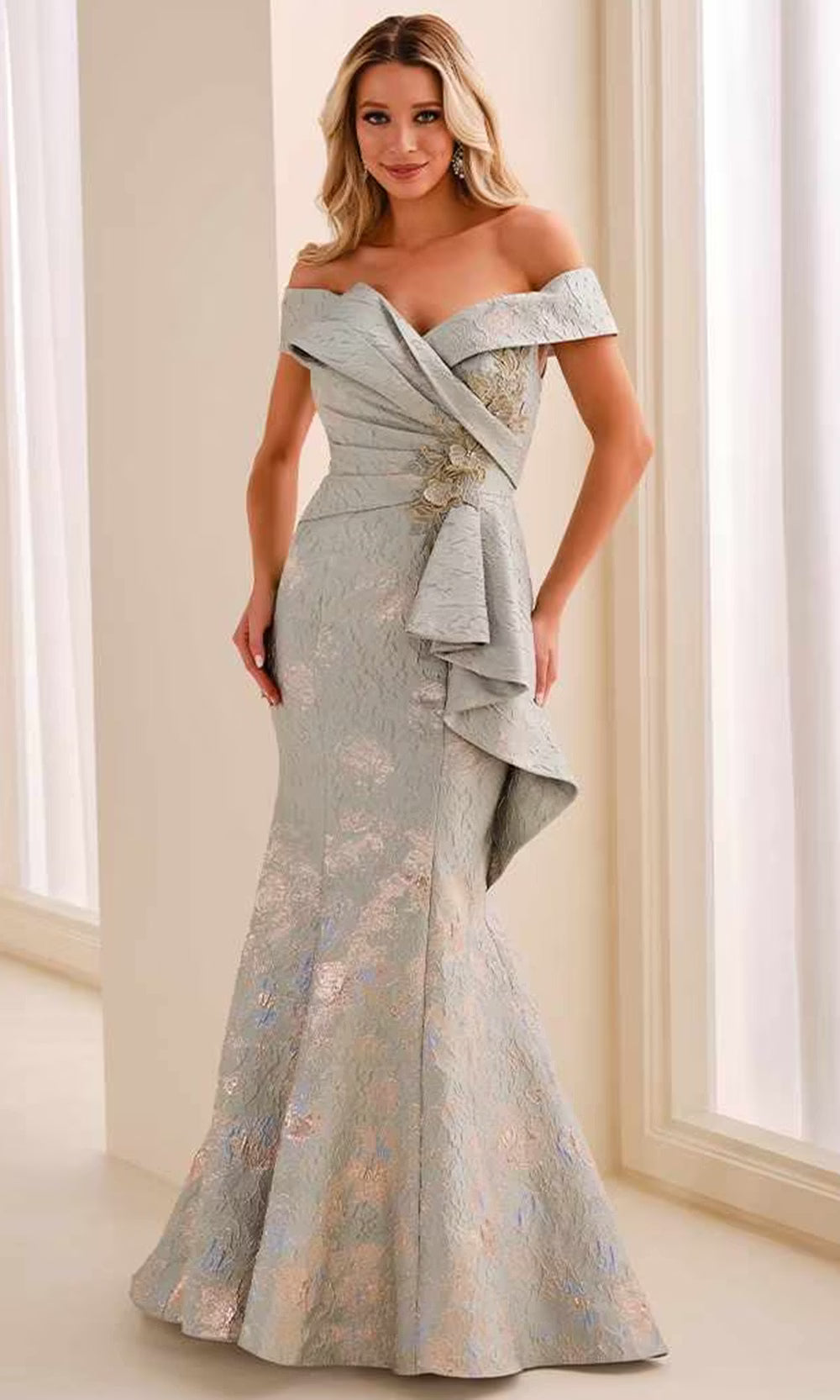 Montage by Mon Cheri M3225 - Mermaid Cap Sleeve Dress with Ruffle Accent Mother of the Bride Dresses in Green  