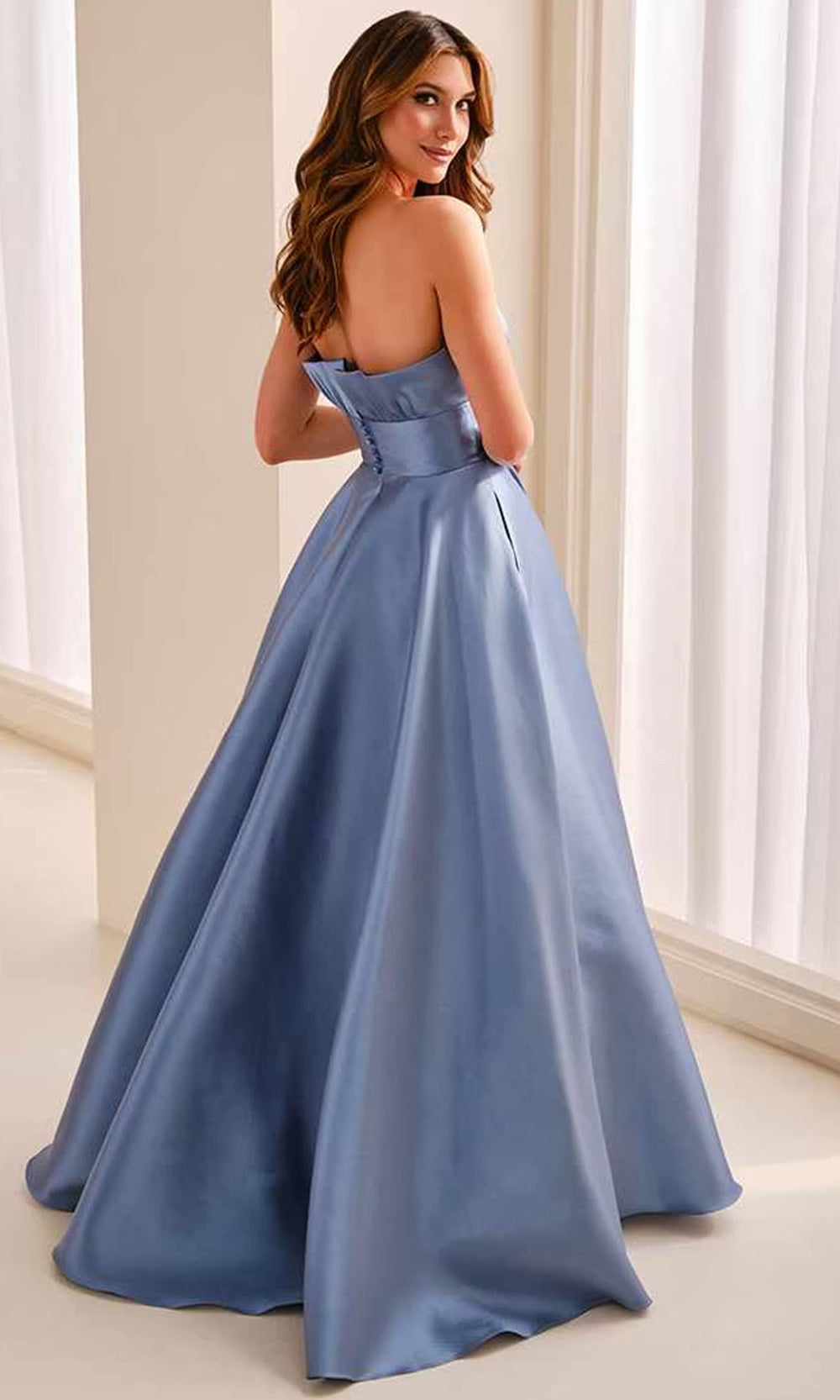 Montage by Mon Cheri M3226 - Empire Waist A-Line Dress with Pockets Evening Dresses in Blue  