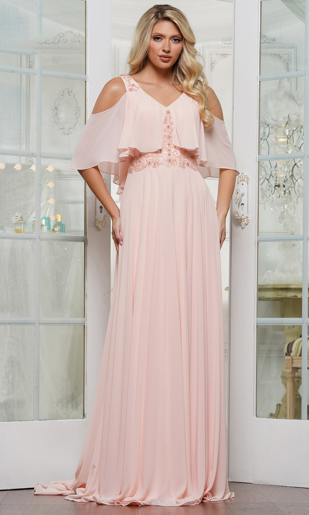 Marsoni by Colors M327 - Cold Shoulder Chiffon Gown Special Occasion Dress
