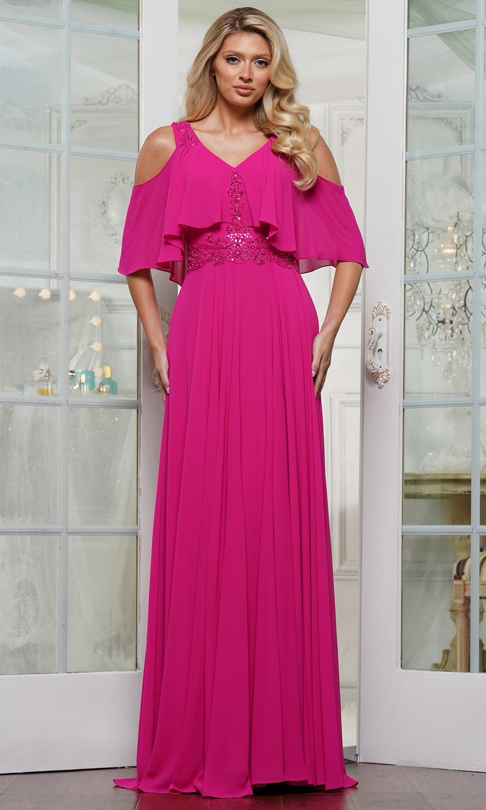 Marsoni by Colors M327 - Cold Shoulder Chiffon Gown Special Occasion Dress