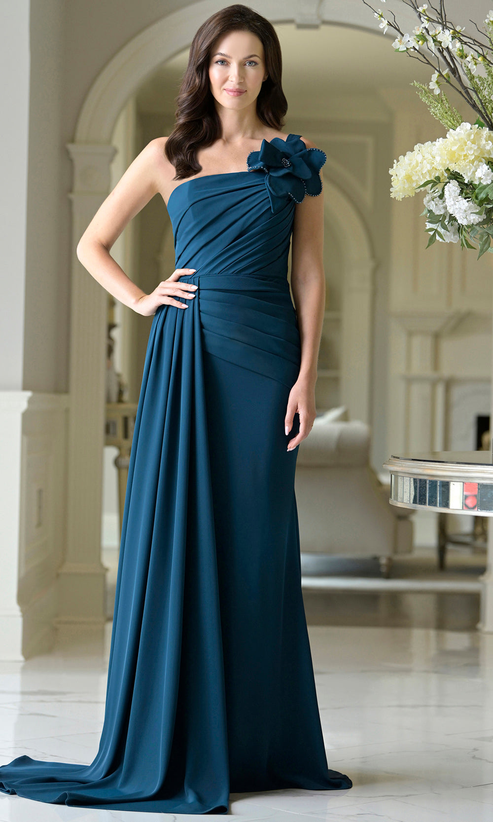 Marsoni by Colors M330 - Ruched Bodice Asymmetric Long Gown Formal Gowns