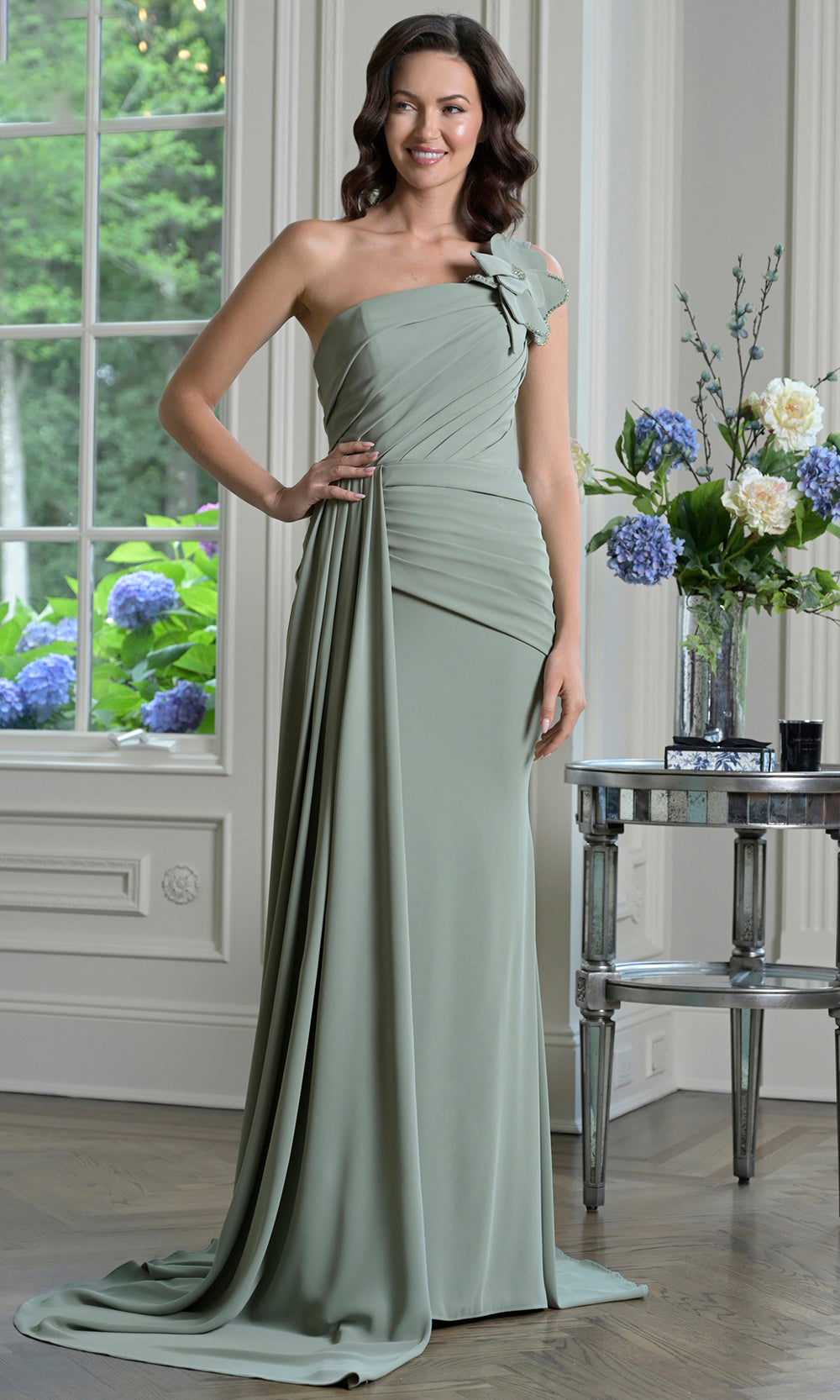 Marsoni by Colors M330 - Ruched Bodice Asymmetric Long Gown Formal Gowns