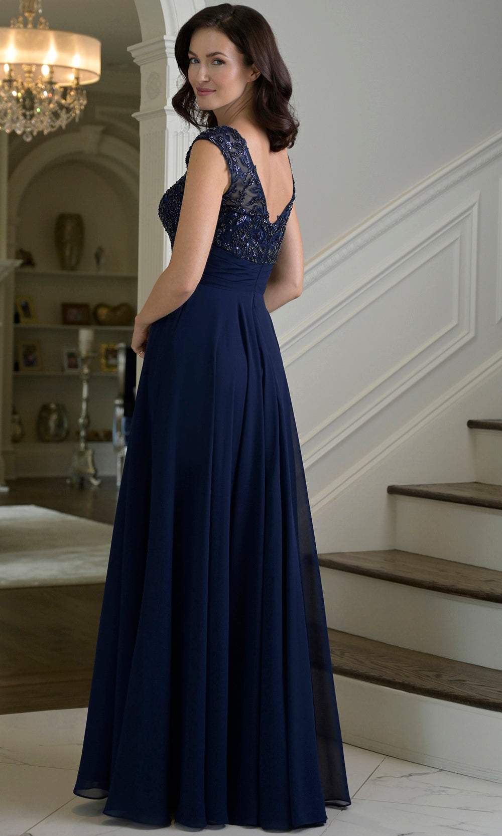 Marsoni by Colors M335 - Chiffon Evening Gown with Beaded Bodice Formal Gowns