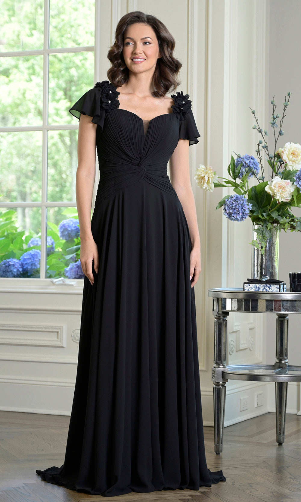 Marsoni by Colors M338 - Floral Shoulder Applique A-line Gown Mother of the Bride Dresses