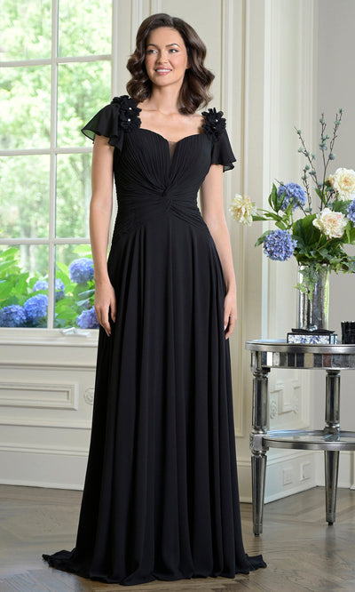 Marsoni by Colors M338 - Floral Shoulder Applique A-line Gown Mother of the Bride Dresses