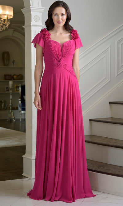 Marsoni by Colors M338 - Floral Shoulder Applique A-line Gown Mother of the Bride Dresses