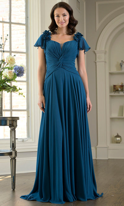 Marsoni by Colors M338 - Floral Shoulder Applique A-line Gown Mother of the Bride Dresses