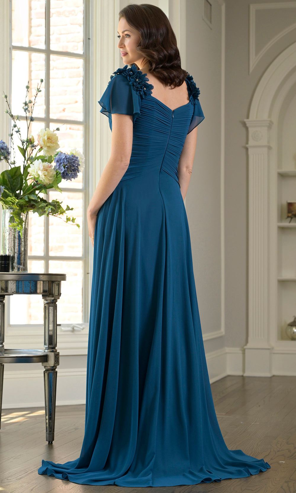 Marsoni by Colors M338 - Floral Shoulder Applique A-line Gown Mother of the Bride Dresses