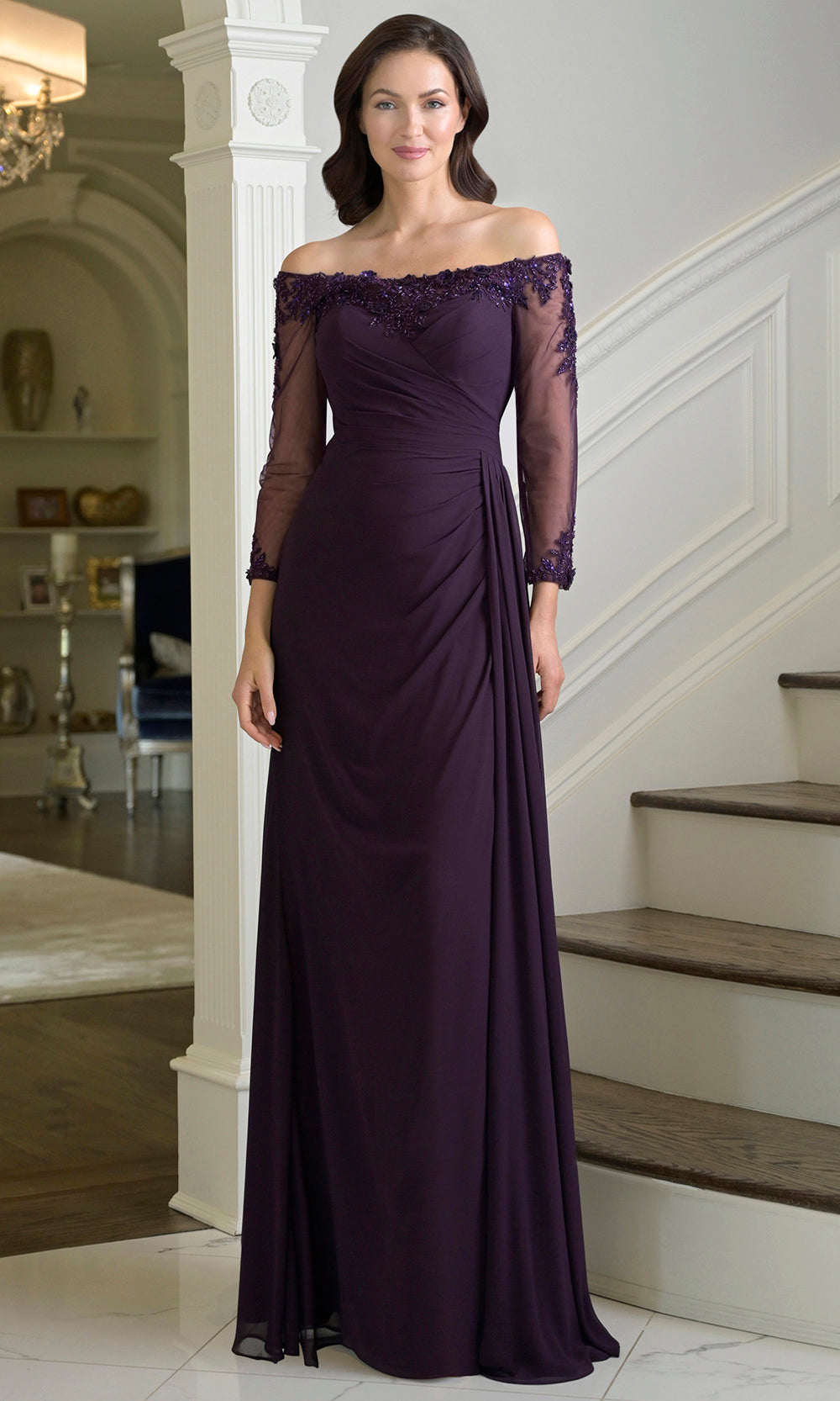 Marsoni by Colors M339 - Embellished Sheath Gown with Ruched Bodice Mother of the Bride Dresses