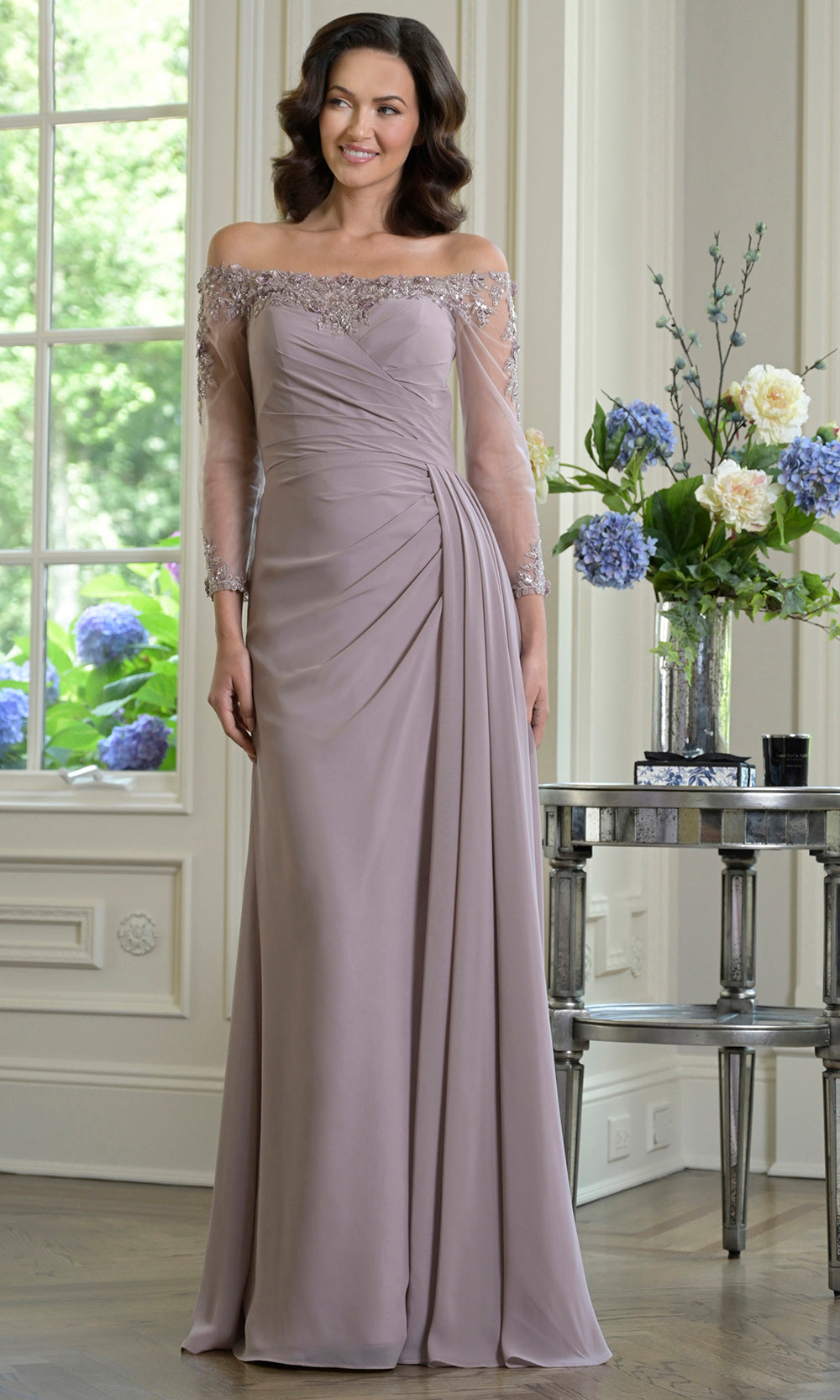 Marsoni by Colors M339 - Embellished Sheath Gown with Ruched Bodice Mother of the Bride Dresses
