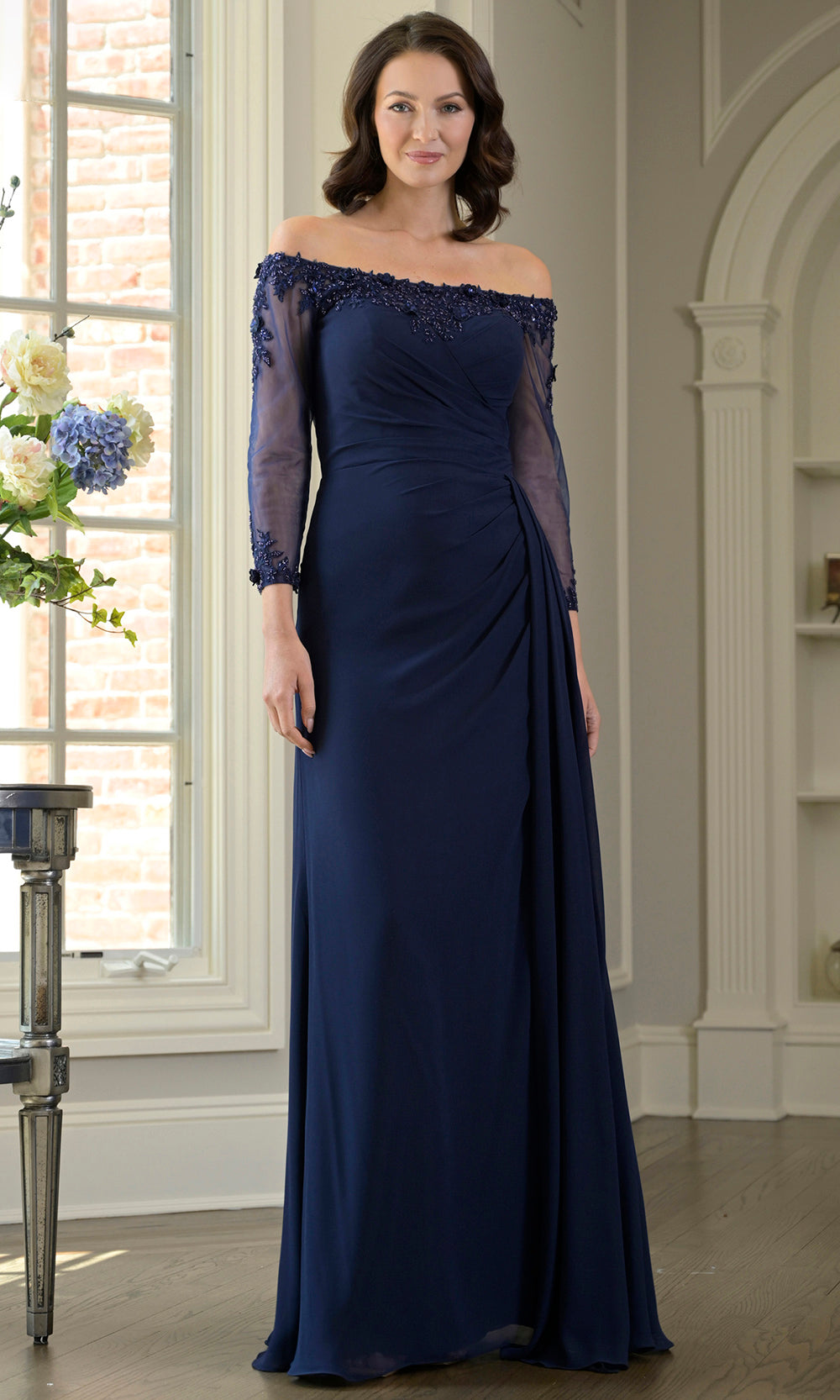 Marsoni by Colors M339 - Embellished Sheath Gown with Ruched Bodice Mother of the Bride Dresses