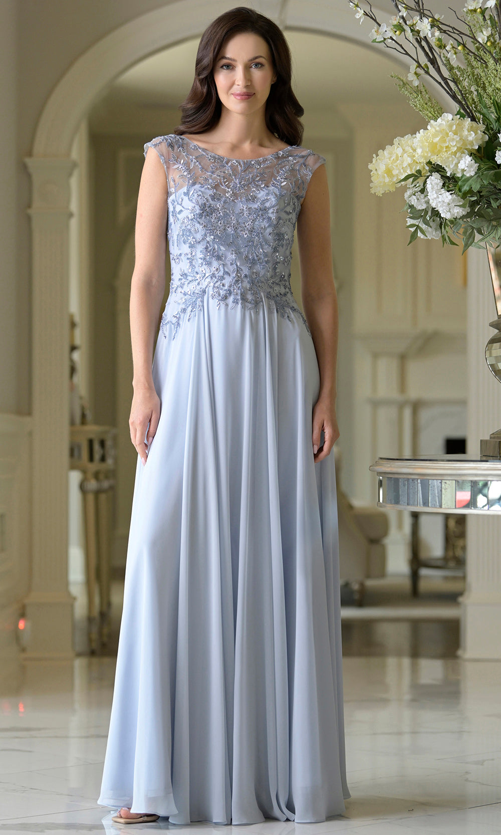 Marsoni by Colors M340 - Illusion Jewel Chiffon Evening Gown Mother of the Bride Dresses