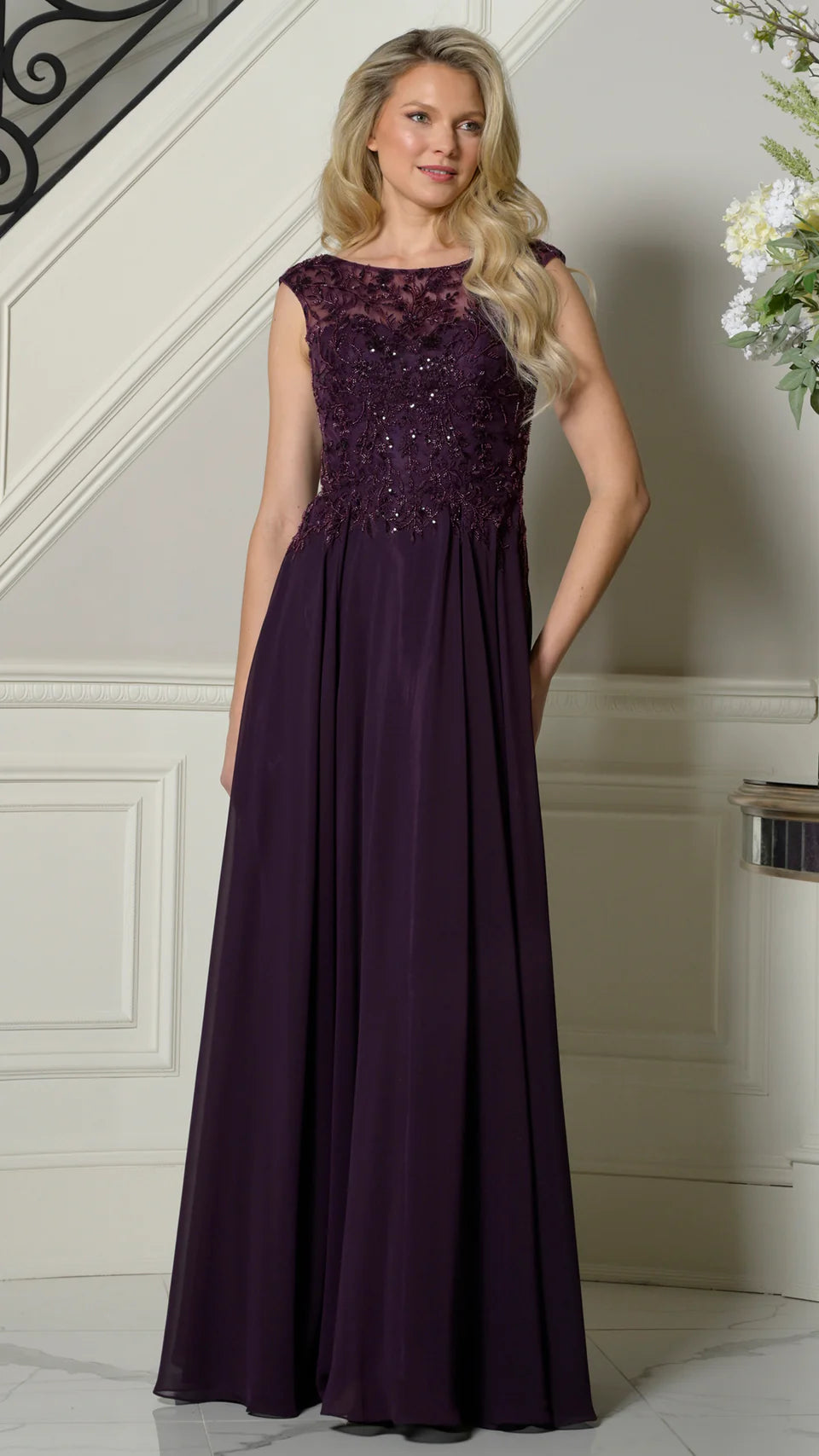 Marsoni by Colors M340 - Illusion Jewel Chiffon Evening Gown