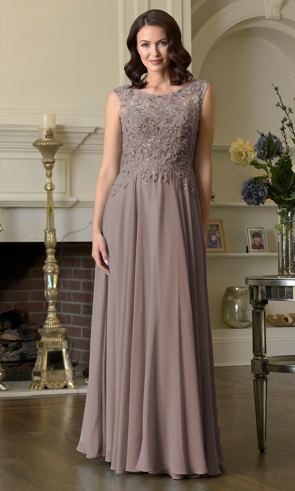Marsoni by Colors M340 - Illusion Jewel Chiffon Evening Gown Mother of the Bride Dresses