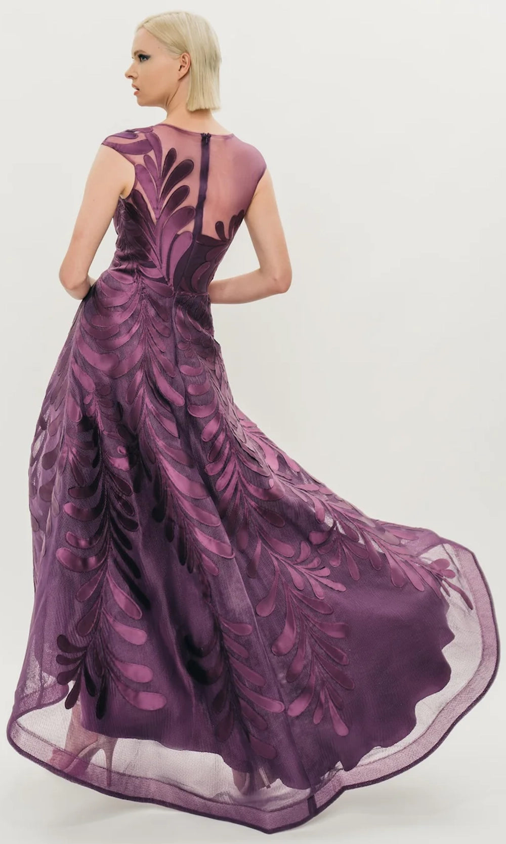 Park 108 M343 - Floral Embroidered High-Low A-Line Dress