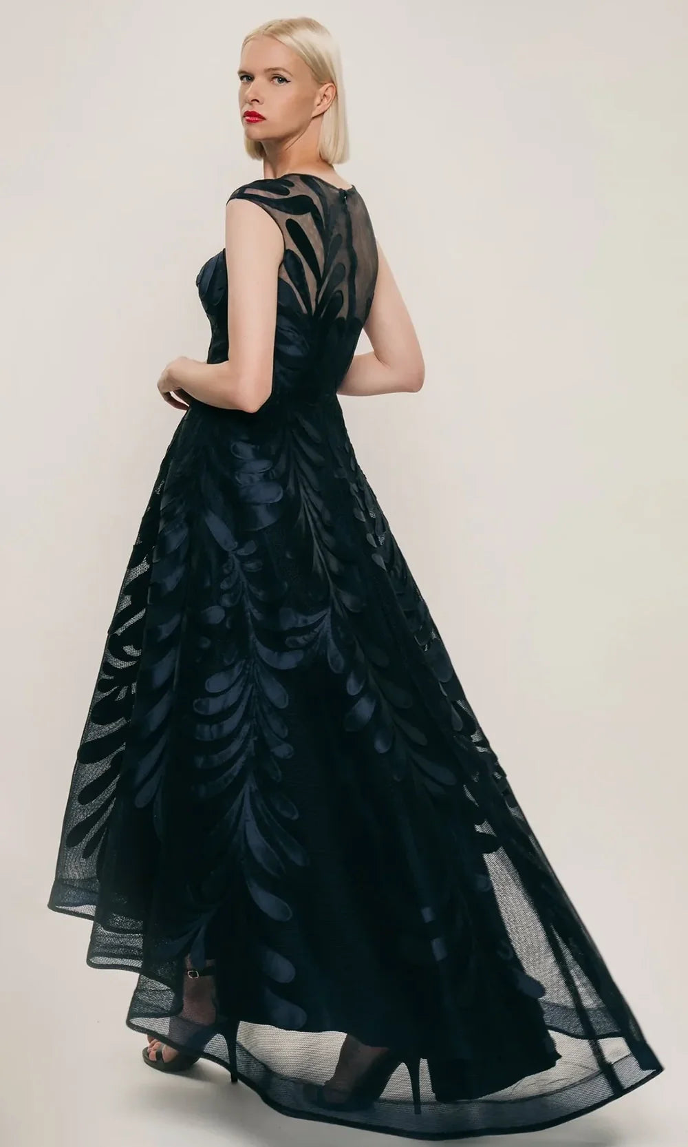 Hynes Park M343 - Floral Embroidered High Low Dress