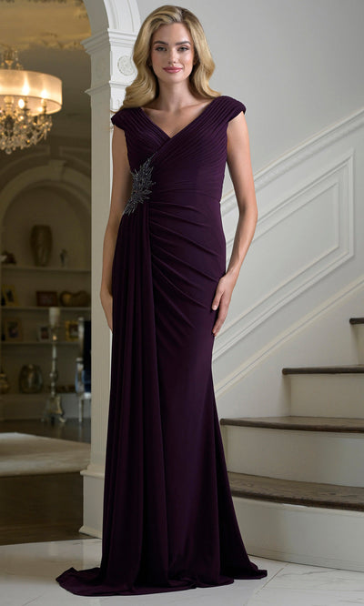 Marsoni by Colors M343 - Cap Sleeve Ruched Matte Jersey Gown Mother of the Bride Dresses