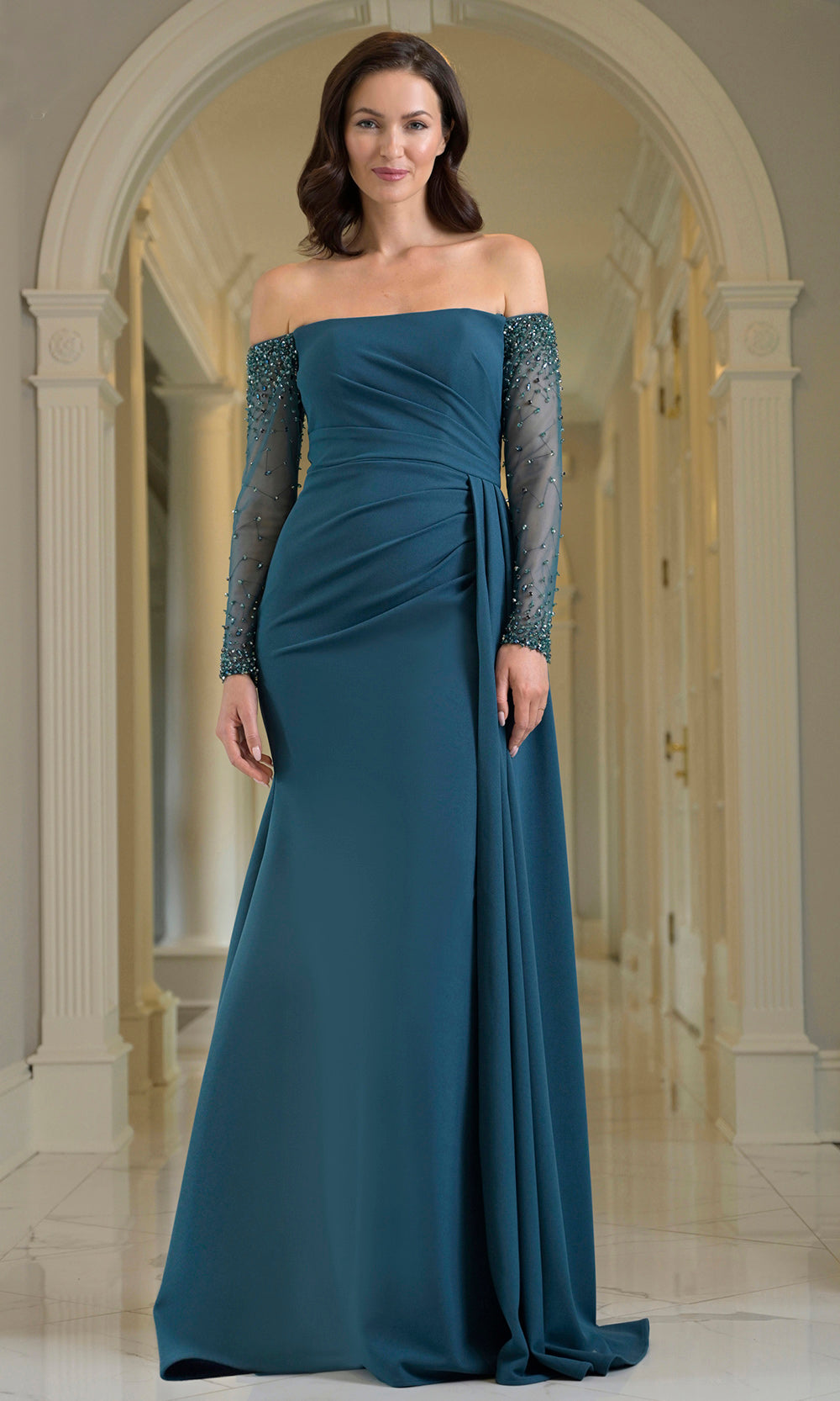 Marsoni by Colors M344 - Long Off Shoulder Ruched Gown Formal Gowns