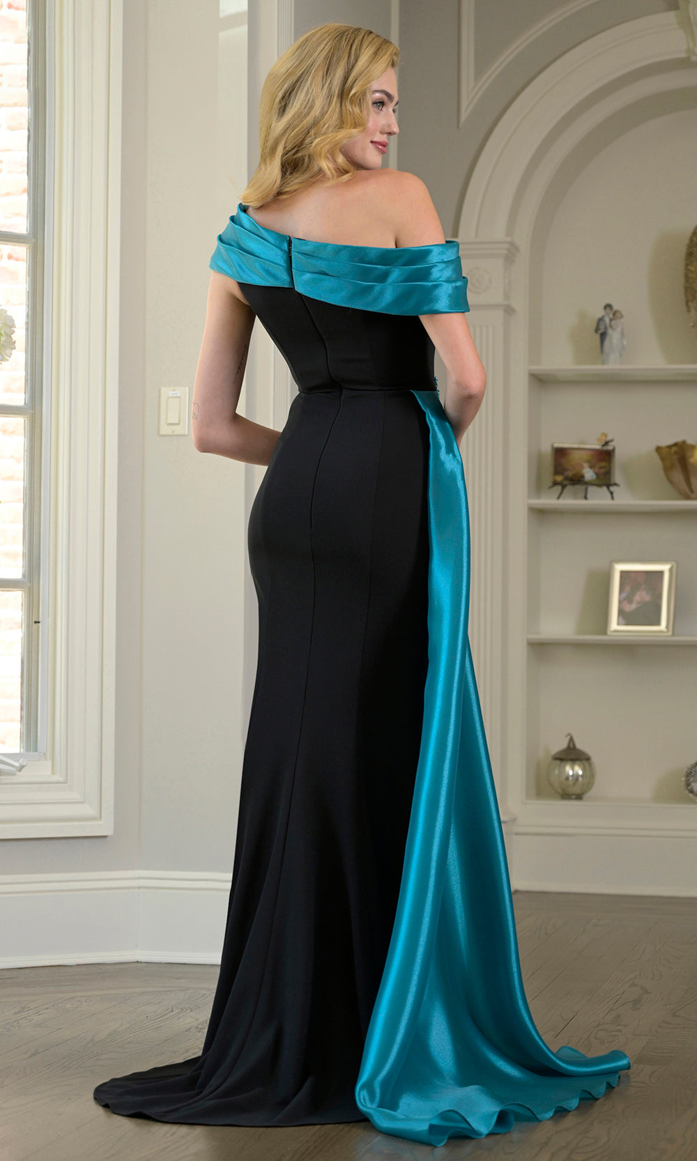 Marsoni by Colors M346 - Sheath Evening Gown with Draped Overlay Formal Gowns