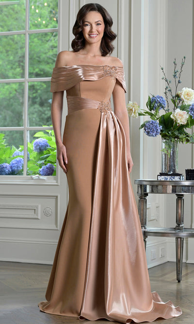 Marsoni by Colors M347 - Short Sleeve Fitted Gown with Side Overlay Formal Gowns