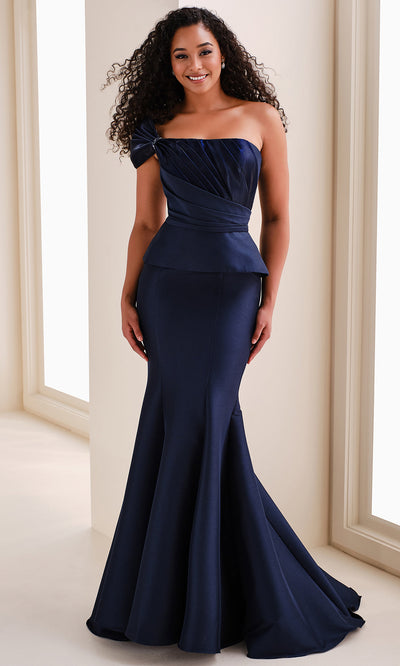Montage M4200 - Peplum Detail Mermaid Gown with Shawl Prom Dresses
